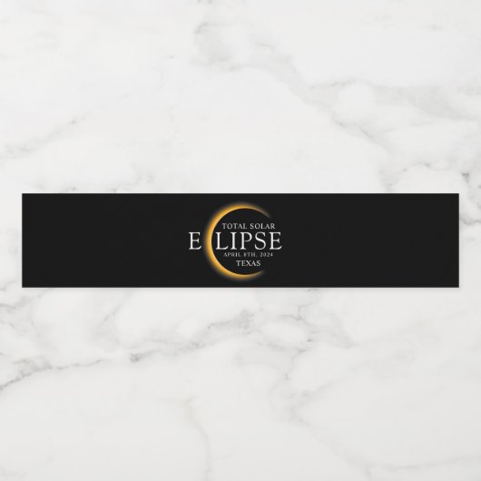 黒モダン色と金ゴールド2024テキサス州総太陽の食 ペットボトルラベル (シングルラベル)