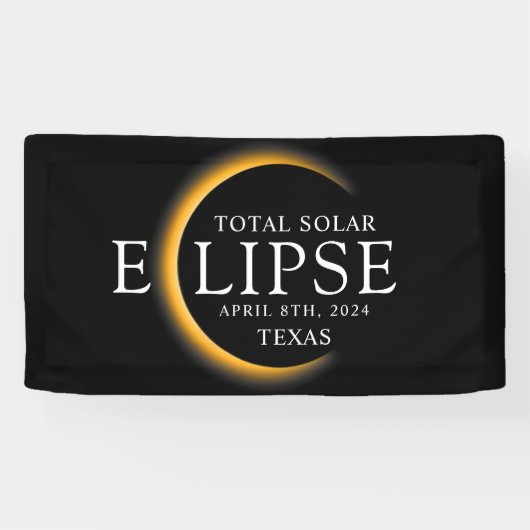黒モダン色と金ゴールド2024テキサス州総太陽の食 横断幕 (横)