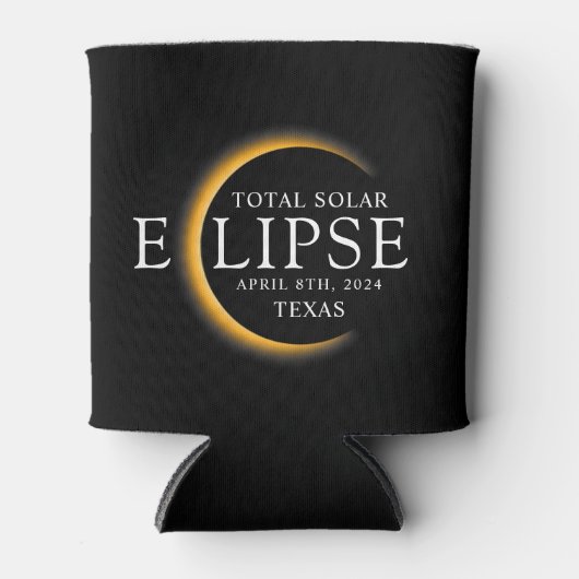 黒モダン色と金ゴールド2024テキサス州総太陽の食 缶クーラー (正面)