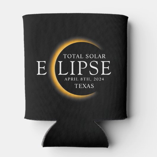 黒モダン色と金ゴールド2024テキサス州総太陽の食 缶クーラー (裏面)