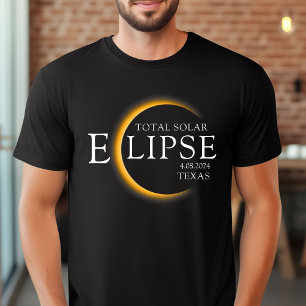 黒モダン色と金ゴールド2024テキサス州総太陽の食 Tシャツ