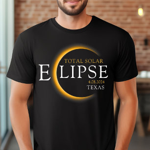 黒モダン色と金ゴールド2024テキサス州総太陽の食 Tシャツ