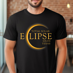 黒モダン色と金ゴールド2024テキサス州総太陽の食 Tシャツ