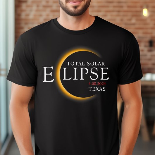 黒モダン色と金ゴールド2024テキサス州総太陽の食 Tシャツ