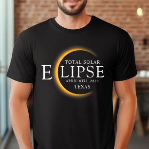 黒モダン色と金ゴールド2024テキサス州総太陽の食 Tシャツ
