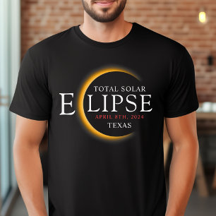 黒モダン色と金ゴールド2024テキサス州総太陽の食 Tシャツ