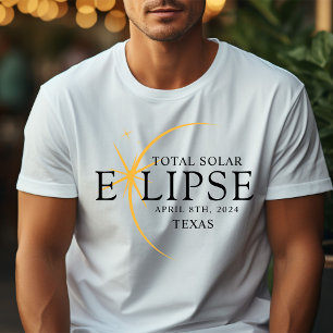 黒モダン色と金ゴールド2024テキサス州総太陽の食 Tシャツ