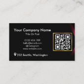 黒モダン色と金色の背景とQRコード 名刺 (裏面)