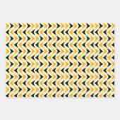 黒モダン色と黄色の三角形パターン ラッピングペーパーシート (正面2)