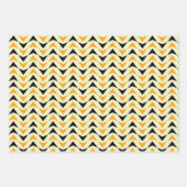 黒モダン色と黄色の三角形パターン ラッピングペーパーシート (正面)