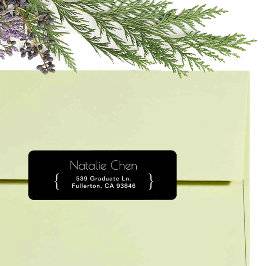 黒モダン色のエレガントフォント差出人住所ラベル ラベル