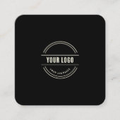 黒モダン色のカスタムロゴとQRコードスクエア スクエア名刺 (正面)