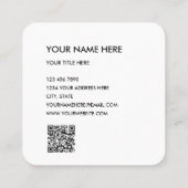 黒モダン色のカスタムロゴとQRコードスクエア スクエア名刺 (裏面)