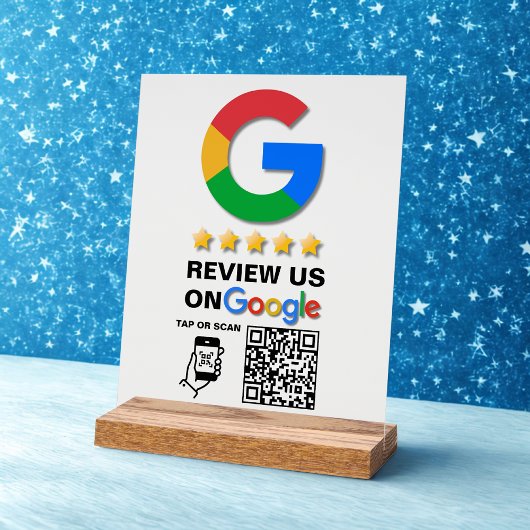 黒モダン色のカスタムロゴとQRコードGoogle Review アクリルサイン