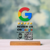 黒モダン色のカスタムロゴとQRコードGoogle Review アクリルサイン (ニュートラル)