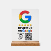 黒モダン色のカスタムロゴとQRコードGoogle Review アクリルサイン (正面)
