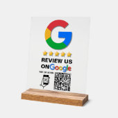 黒モダン色のカスタムロゴとQRコードGoogle Review アクリルサイン (傾斜)