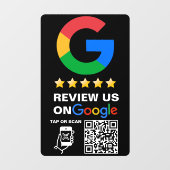 黒モダン色のカスタムロゴとQRコードGoogle Review ウィンドウサイン (シート)
