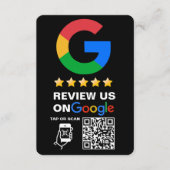 黒モダン色のカスタムロゴとQRコードGoogle Review エンクロージャーカード (正面)