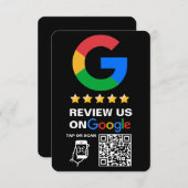 黒モダン色のカスタムロゴとQRコードGoogle Review エンクロージャーカード (正面/裏面)