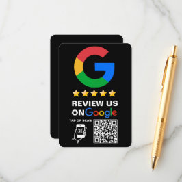 黒モダン色のカスタムロゴとQRコードGoogle Review エンクロージャーカード