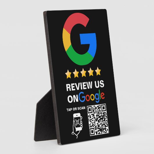 黒モダン色のカスタムロゴとQRコードGoogle Review フォトプラーク (側面)