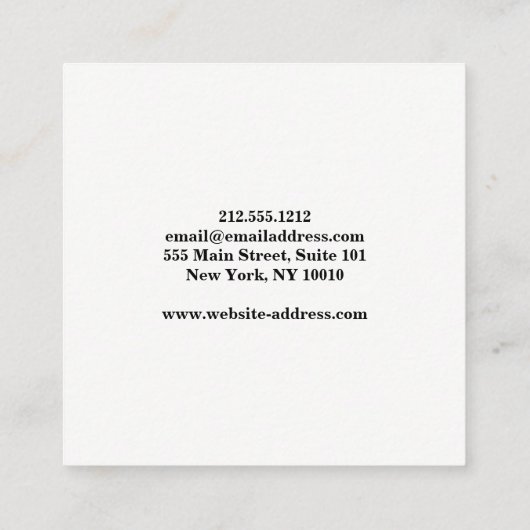 黒モダン色のシンプルプロフェッショナル スクエア名刺 (裏面)