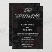 黒モダン色のシンプル結婚式招待状 招待状 (正面/裏面)