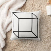 黒モダン色のジオメトリックキューブ輪郭 クッション (ブランケット)