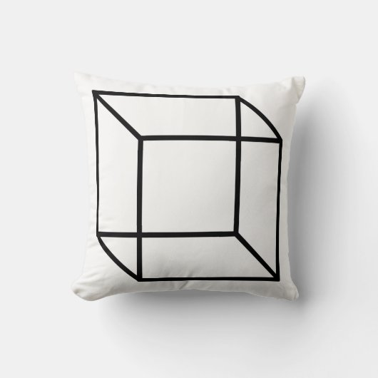 黒モダン色のジオメトリックキューブ輪郭 クッション (正面)