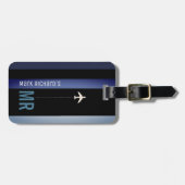 黒モダン色のパスポートの表紙と彼の名前 ラゲッジタグ (正面横)