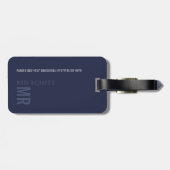 黒モダン色のパスポートの表紙と彼の名前 ラゲッジタグ (裏面横)