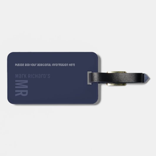 黒モダン色のパスポートの表紙と彼の名前 ラゲッジタグ (裏面横)