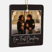 黒モダン色の初めてのクリスマスがミセス結婚したと同じように セラミックオーナメント (右)