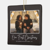 黒モダン色の初めてのクリスマスがミセス結婚したと同じように セラミックオーナメント (左)