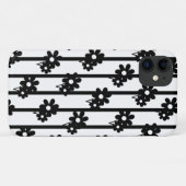 黒モダン色の花(縦線) Case-Mate iPhoneケース (裏面(横))