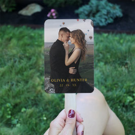 黒モダン色の金ゴールド結婚式 プログラムファン（写真あり） ハンドファン