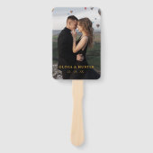 黒モダン色の金ゴールド結婚式 プログラムファン(写真あり) ハンドファン (正面)