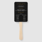 黒モダン色の金ゴールド結婚式 プログラムファン(写真あり) ハンドファン (裏面)