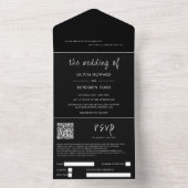 黒モダン色のQRコードをすべて1つの招待状 オールインワン招待状 (内側)