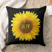 黒モダン色ひまわり クッション (ブランケット)