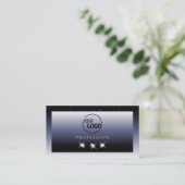 黒モダン色グラデーション輝く宝石とロゴ 名刺 (スタンド正面)