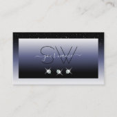 黒モダン色グラデーション輝く宝石イニシャル 名刺 (正面)