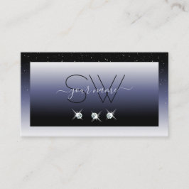 黒モダン色グラデーション輝く宝石イニシャル 名刺