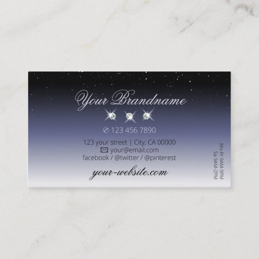 黒モダン色グラデーション輝く宝石エレガント 名刺 (裏面)