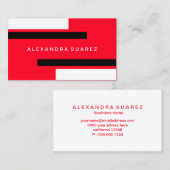 黒モダン色ストライププロフェッショナル赤 名刺 (正面/裏面)