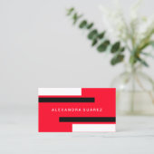 黒モダン色ストライププロフェッショナル赤 名刺 (スタンド正面)