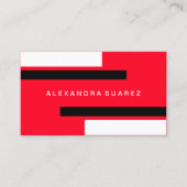 黒モダン色ストライププロフェッショナル赤 名刺 (正面)