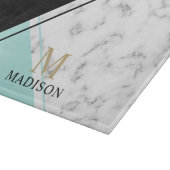 黒モダン色ターコイズ大理石モノグラム カッティングボード (角)