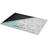 黒モダン色ターコイズ大理石モノグラム カッティングボード (角)